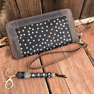 New Genuine Leather Hide Fur Wristlet Wallet Credit Card Holder